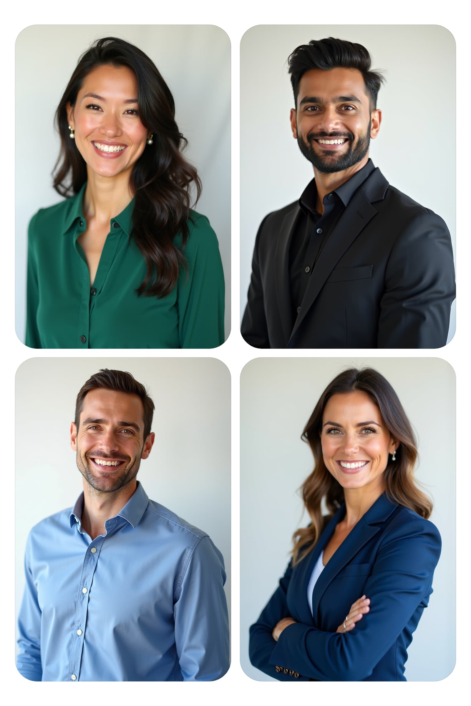 Four pictures of real estate agents with different headshot types and colors