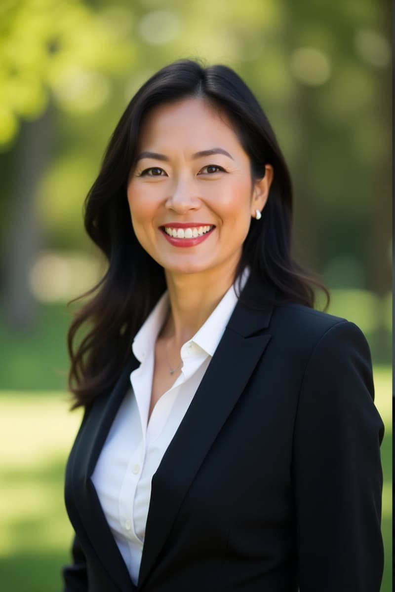Male realtor headshot, wearing a black polo, standing in front of a lake